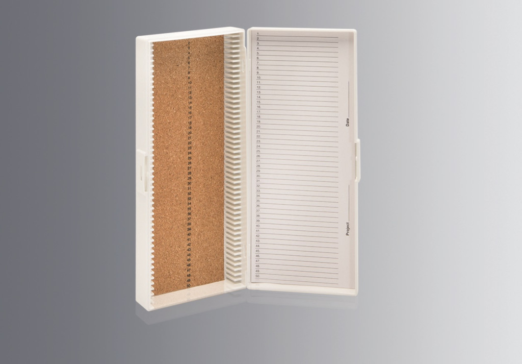 Image of Tárgylemeztartó doboz, műanyag, ABS, 50 részes, fehér